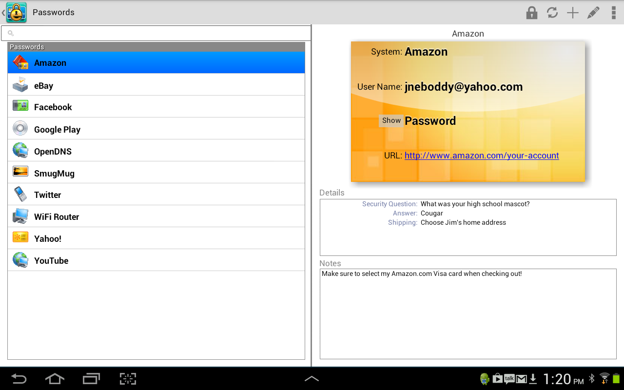 eWallet - Password Manager - screenshot