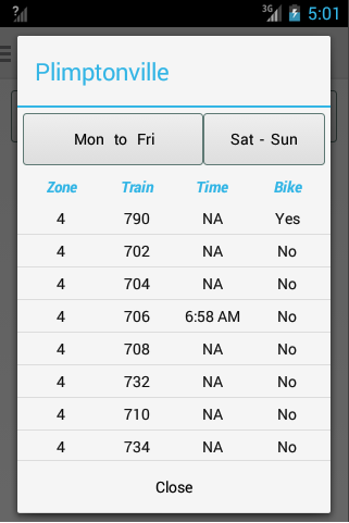 Boston Train Schedule