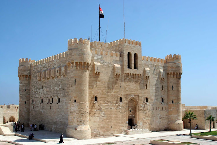 Qaitbay Citadel, a defensive fortress on the Mediterranean coast in Alexandria, Egypt, was established in 1477 AD.