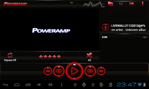 poweramp skin glow red