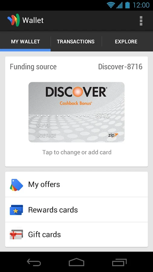 Google Wallet - screenshot