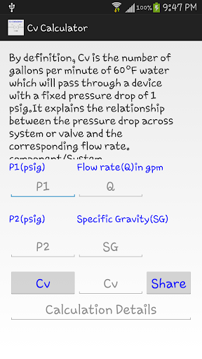 Cv Calculator FlowCoefficient