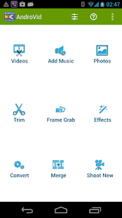 AndroVid Video Editor Pro - tela de miniaturas
