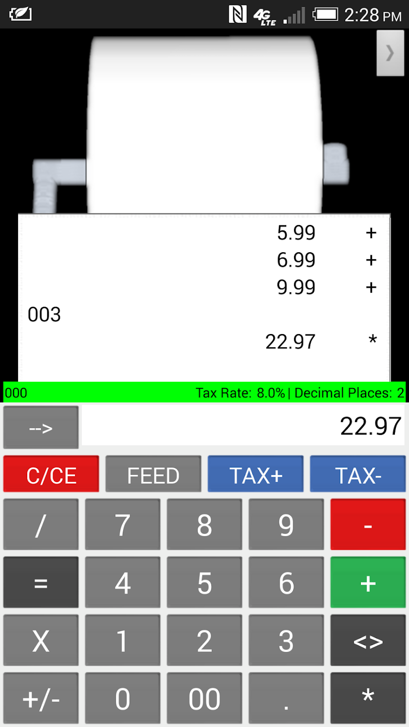 Adding Machine (Calculator) Screen 2