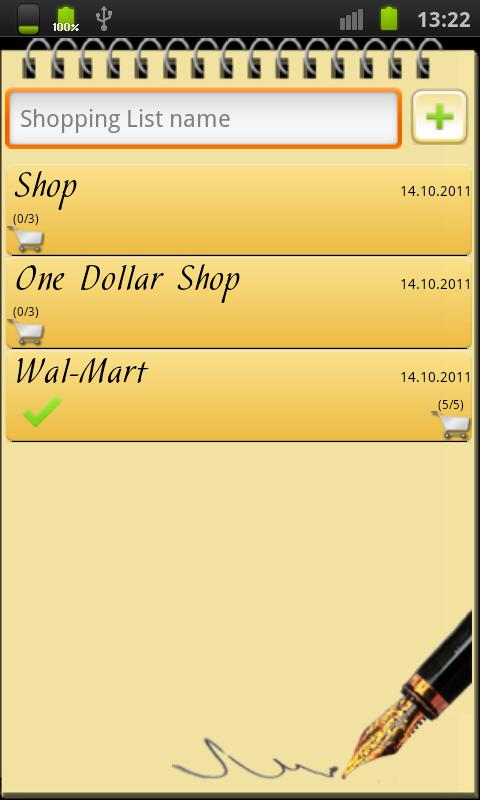 Android application Shopping List screenshort