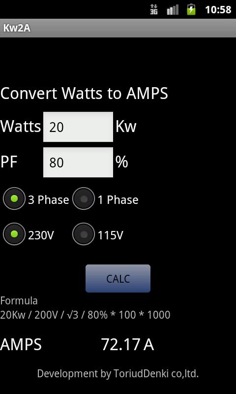 Convert Watts to AMPS - Android Apps on Google Play