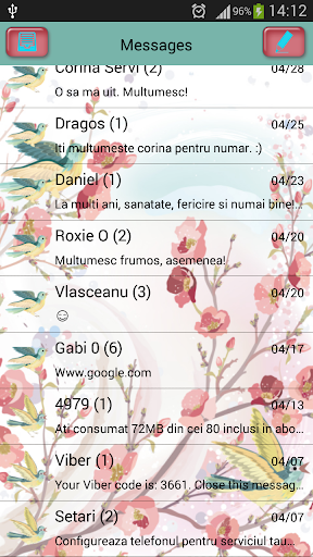 GO SMS Proの鳥と花