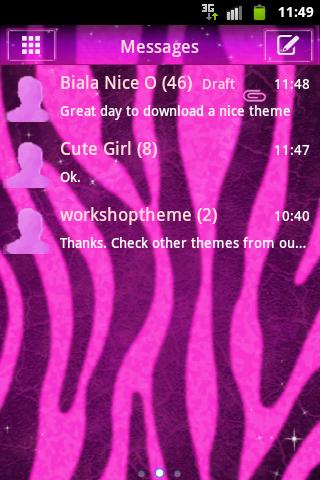 GO SMS Pro Theme Pink Zebra