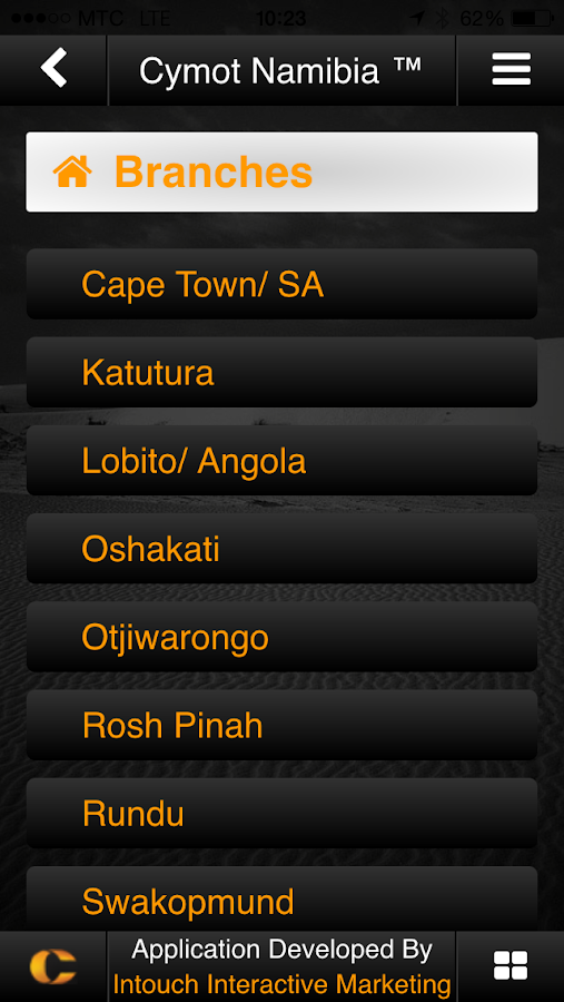   Cymot Namibia– skärmdump 