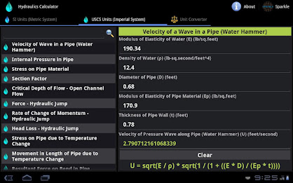 Hydraulics Calculator Tablet poster 4