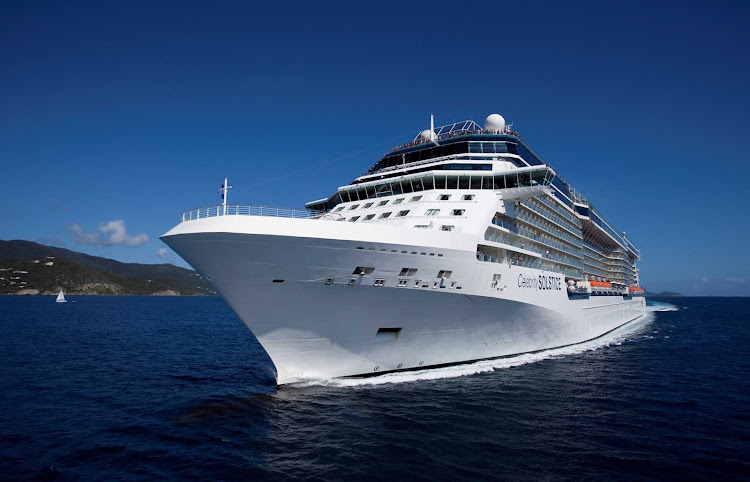 Celebrity Solstice departs Sydney Heads, the entrance to Sydney Harbour in Australia.