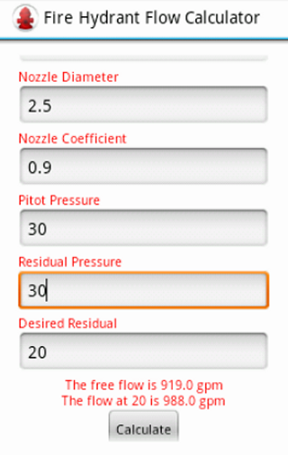 Fire Hydrant Flow Calculator