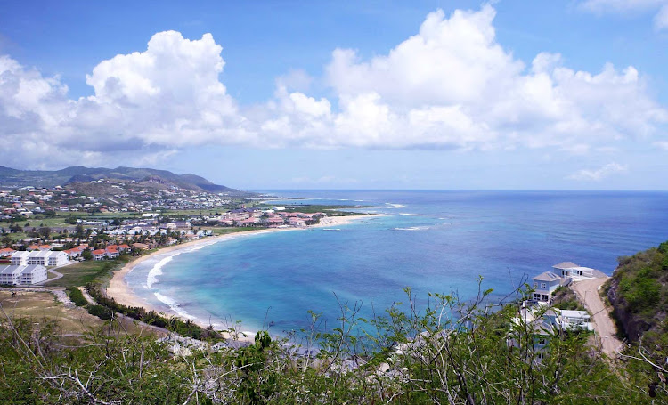 View of a bay from the taxi ride to South Friars Beach on Saint Kitts.