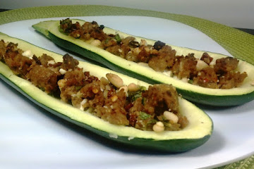 Sausage-Stuffed Baked Zucchini