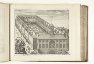 Vogelvluchtgezicht op de Beurs van Hendrik de Keyser te Amsterdam, na 1668