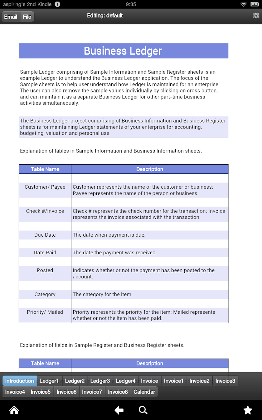 Invoice and Ledger Screen 1