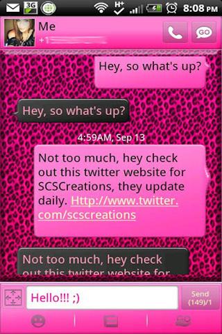 GO SMS - Pink Cheetah