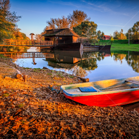 The boat mill in Kolarovo by Zoltan Duray - Transportation Boats