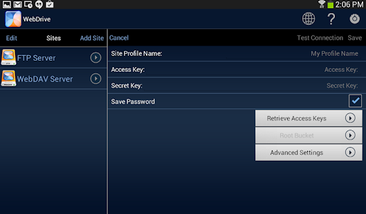 WebDrive, File Transfer Client screenshot.