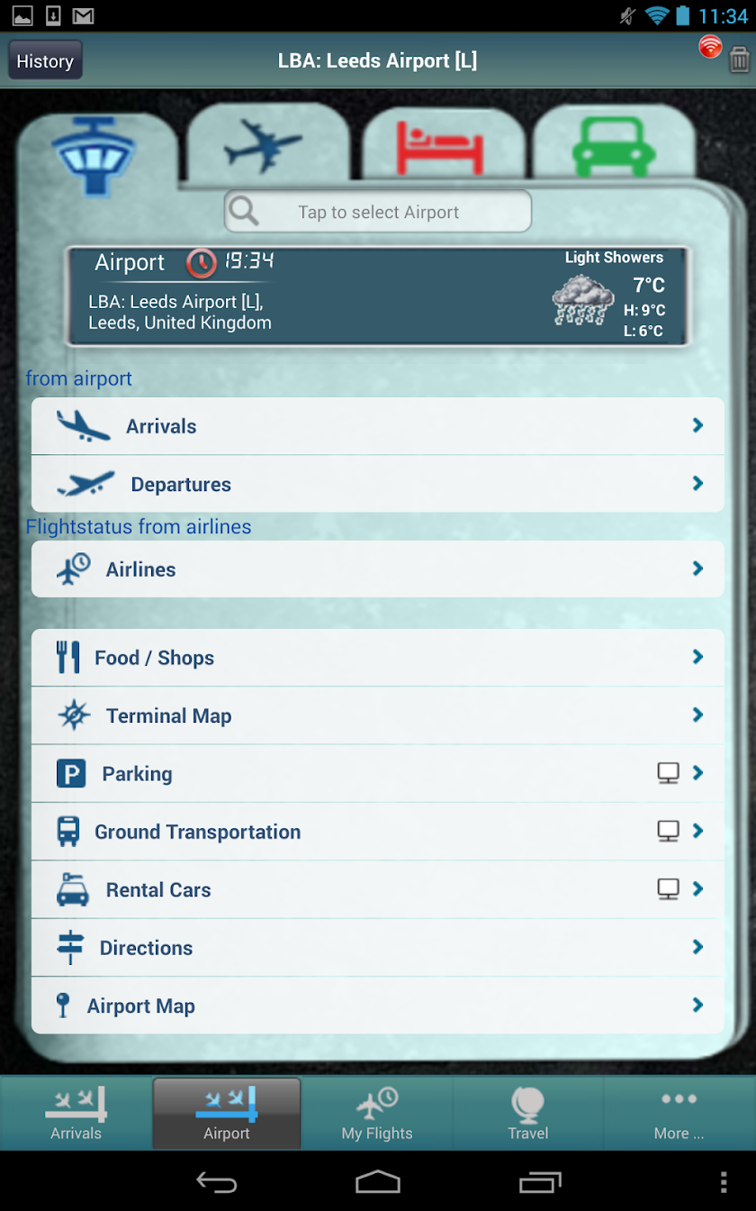 Leeds Airport + Flight Tracker Screen 3