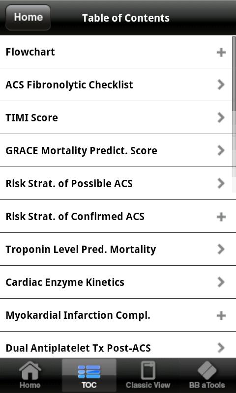Android application Acute Coronary Syndrome apc screenshort