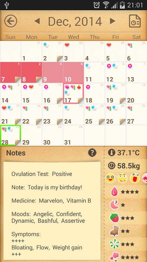 Period Calendar / Tracker - screenshot