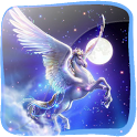 Flying Pegasus in 3D icon