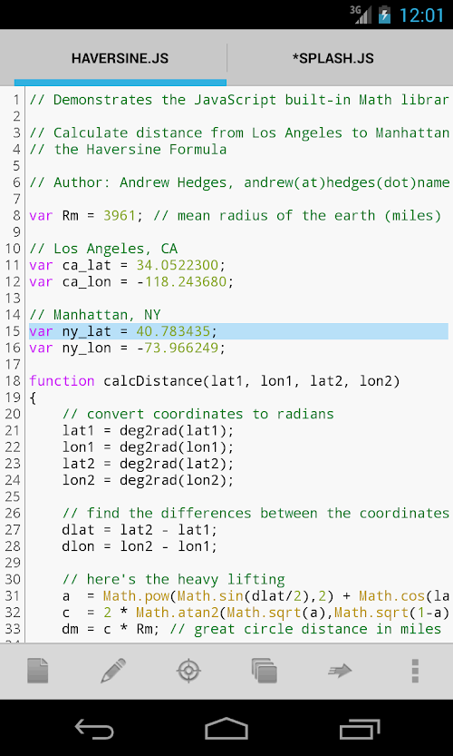 Android application JavaScript IDE for Android screenshort