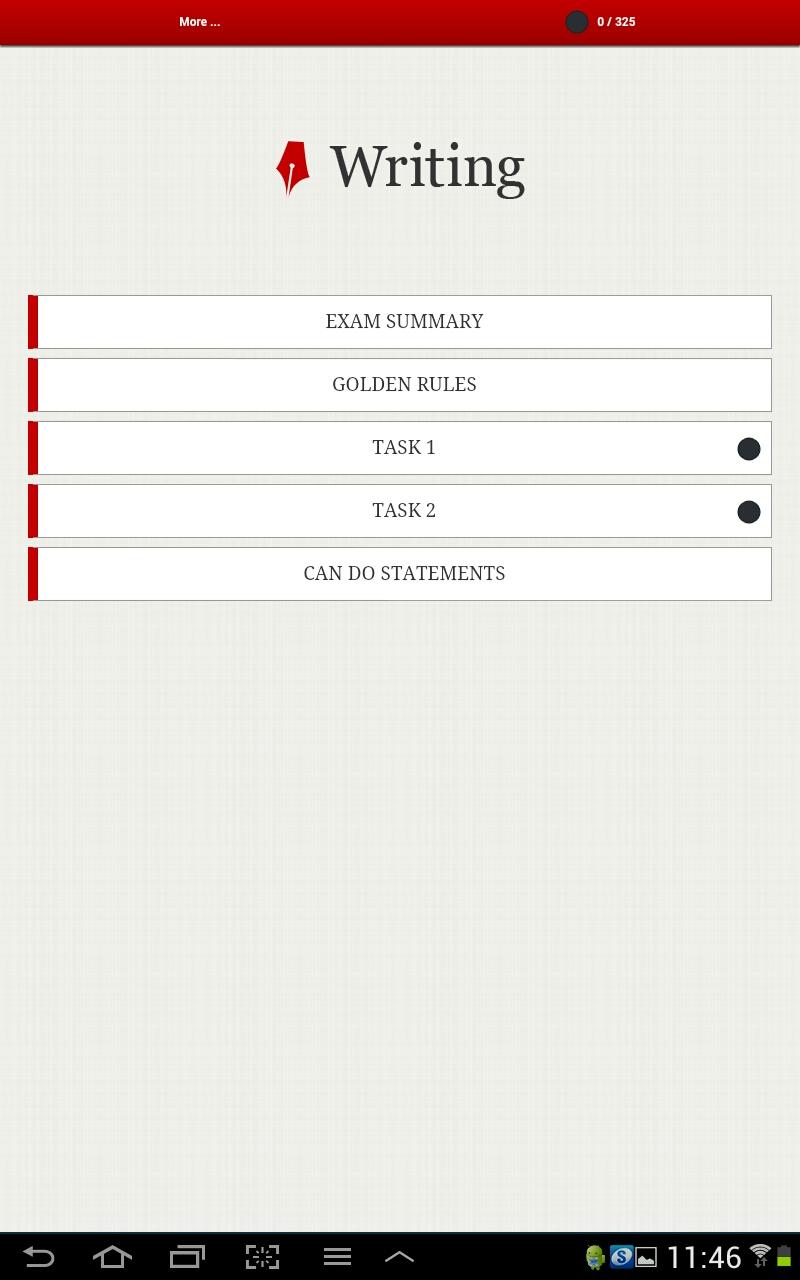 IELTS Skills - Writing Screen 1