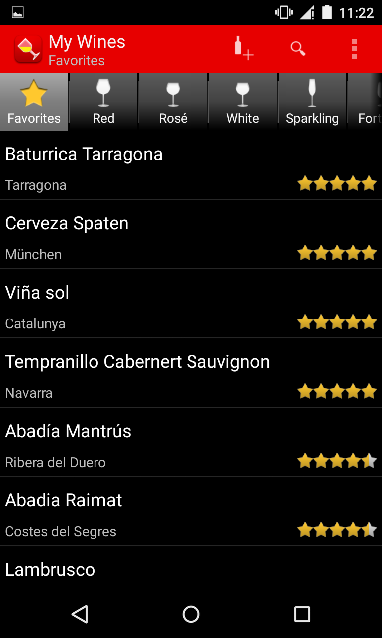 My Wines Screen 2