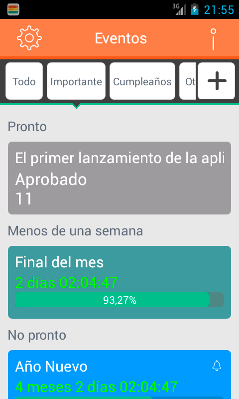 Android application Countdown Events screenshort