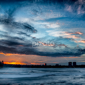 Bucharest at sunset by Eduard Gutescu - Landscapes Sunsets & Sunrises