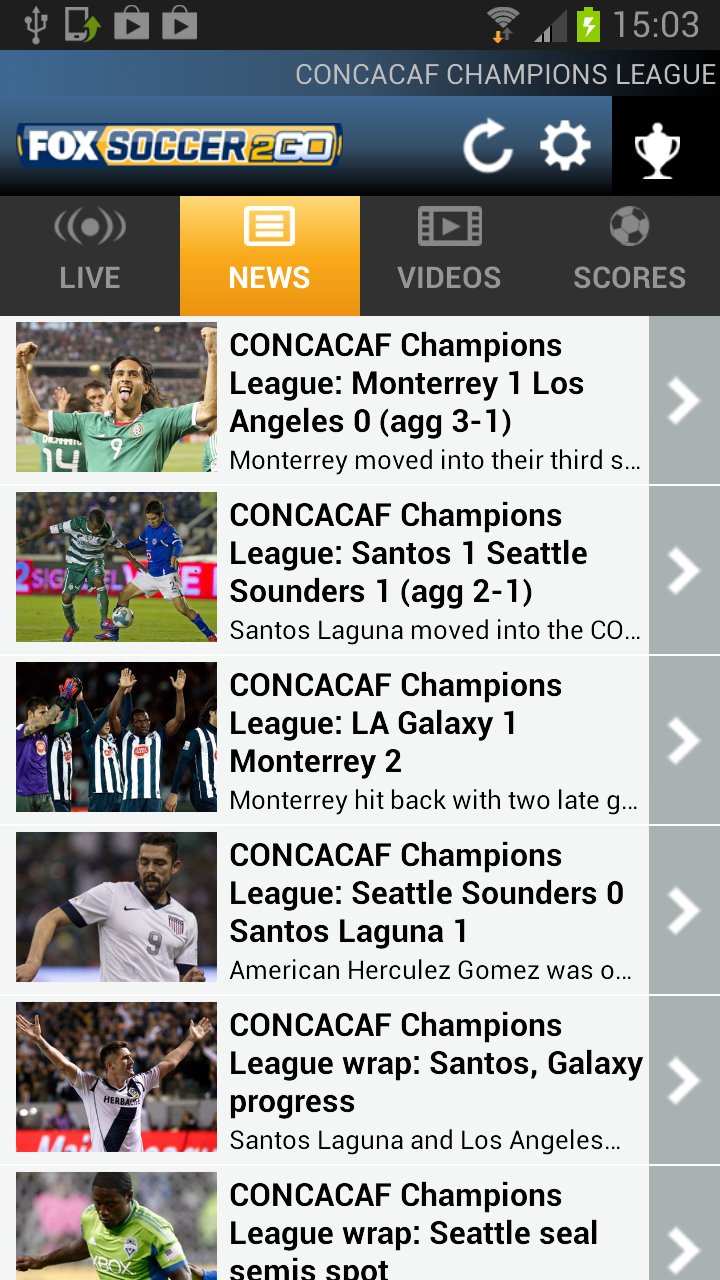 Fox Soccer 2 Go Screen 3