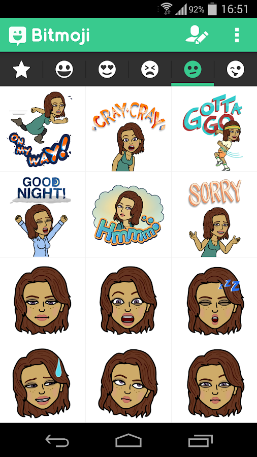 Bitmoji - Emoji by Bitstrips - screenshot. author profile. 