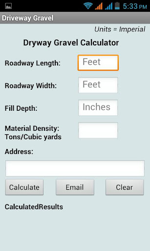 DriveWay Gravel Calculator