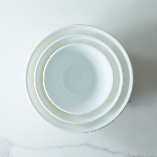 3Piece White Glass Mixing Bowl Set on Food52