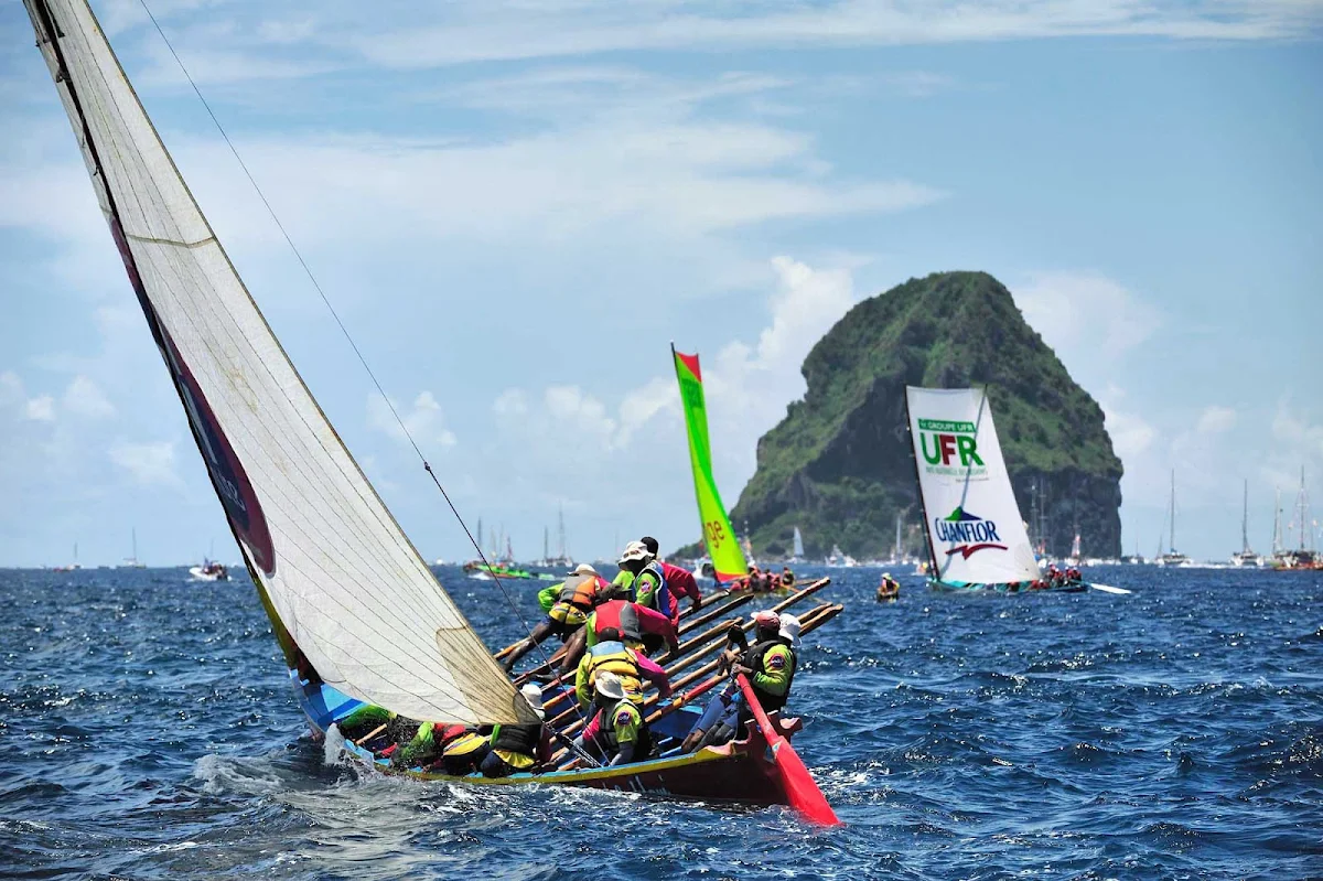 Yole-regatta-Martinique - A Yole or "gig," meaning an elongated boat, is featured in a festive regatta during Martinique's traditional island Carnival.