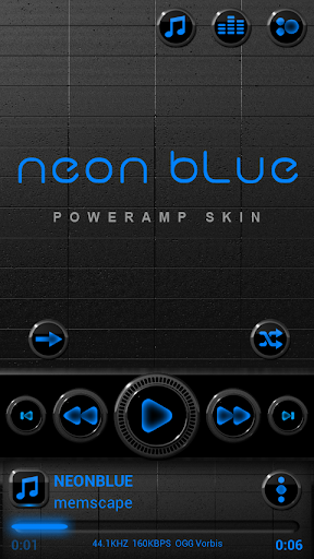Poweramp skin Neon Blue