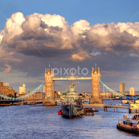 Cumulus Clouds over Tower Bridge by Bill Green - Buildings & Architecture Bridges & Suspended Structures