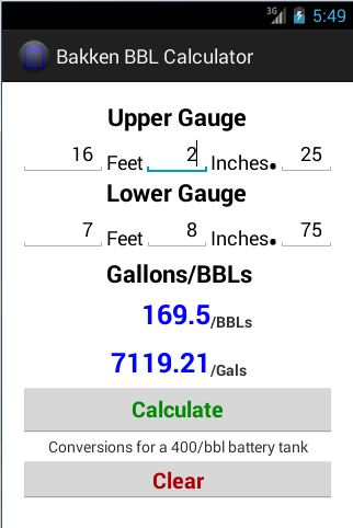 Bakken BBL Calculator