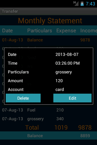 Treasurer App Screen 2