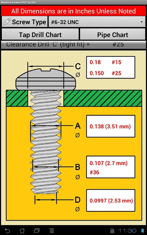 Machine Screws Drill/Tap Info APK by JimsJump Details