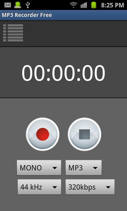 MP3 Recorder Screen 1