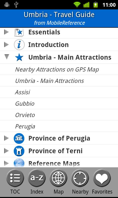 Umbria, Italy - Guide &amp; Map Screen 1