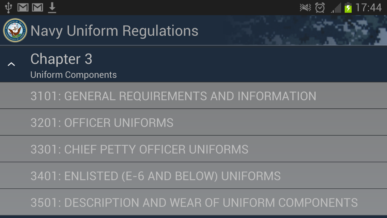 Navy Uniform Regulations - screenshot