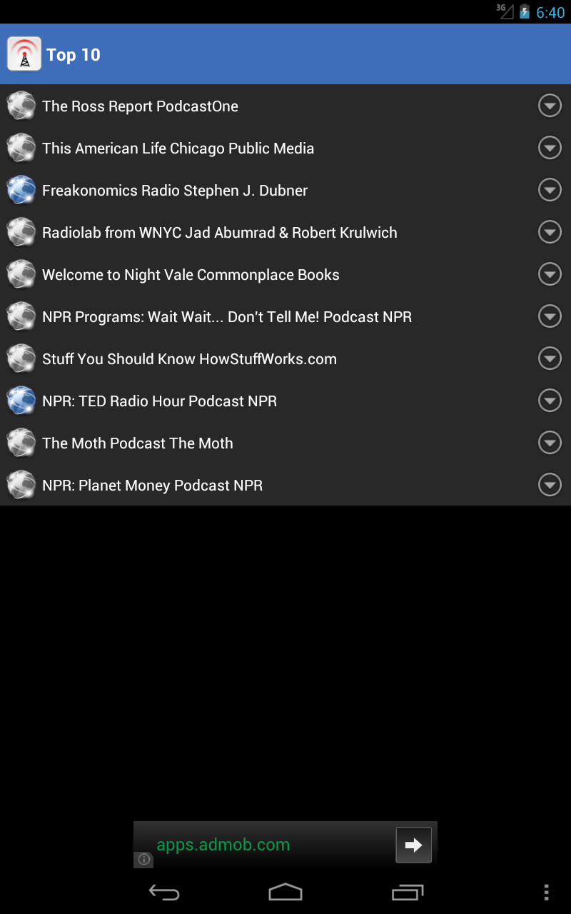 Android application Podcast HD screenshort