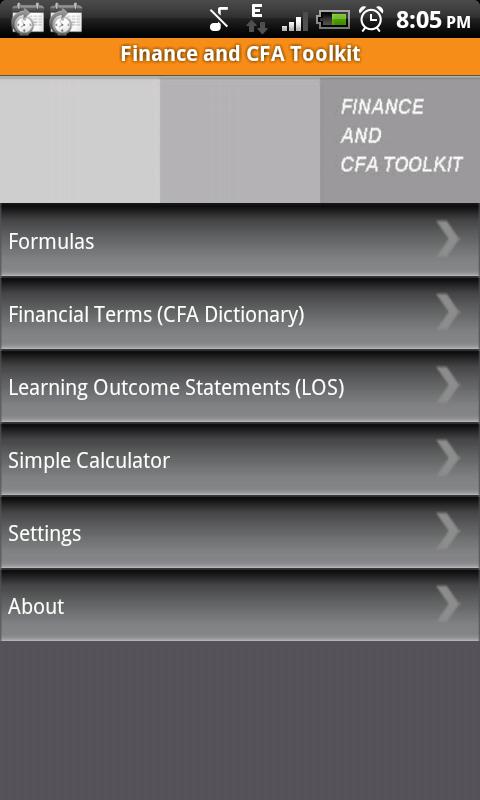Android application Finance and CFA® Toolkit screenshort