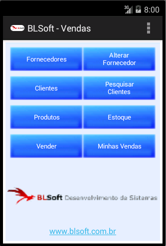 Android application BLSoft Vendas screenshort