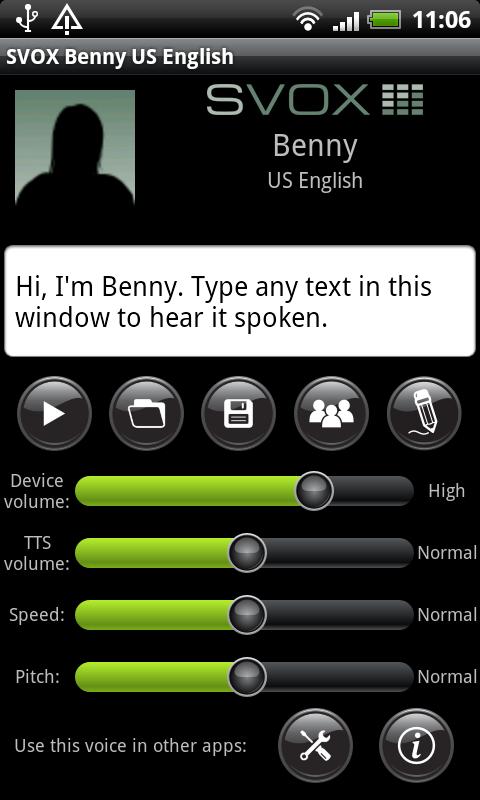 SVOX US English Benny Voice Screen 1