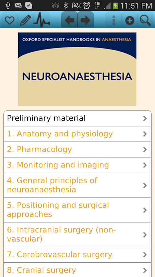 Android application Neuroanaesthesia screenshort